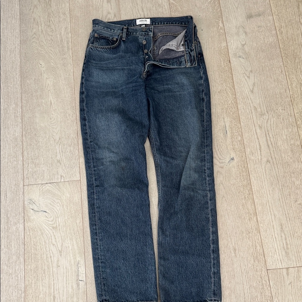 Agolde 90s Pinch Waist Gray Blue Straight Jeans